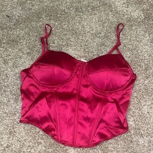 Hot Pink Satin-feel going out cropped top! Unworn (1 tag still)
